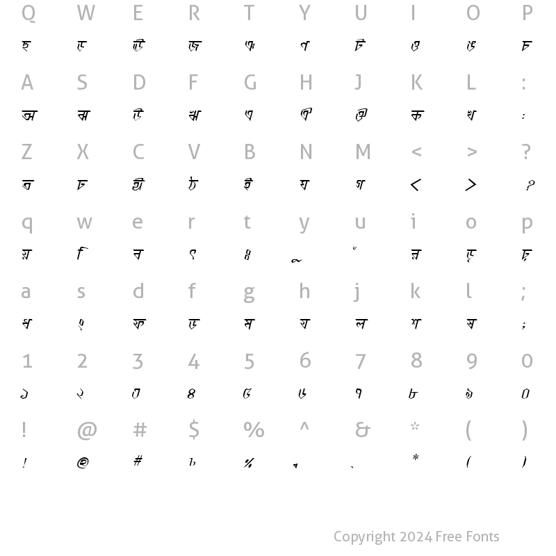 Character Map of KorotoaMJ Italic