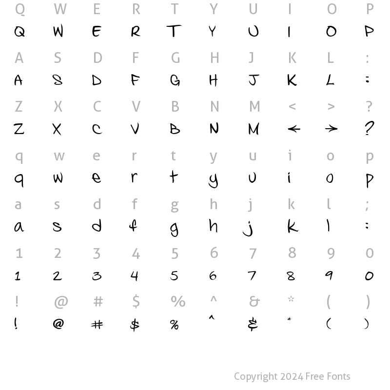 Character Map of Kosal says hy Regular