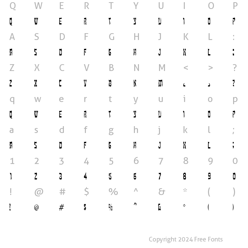 Character Map of Kosher Thin Normal