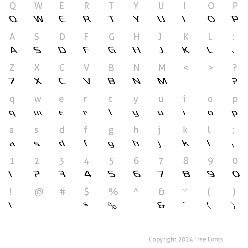 Character Map of Koshgarian-Light Leftie Regular