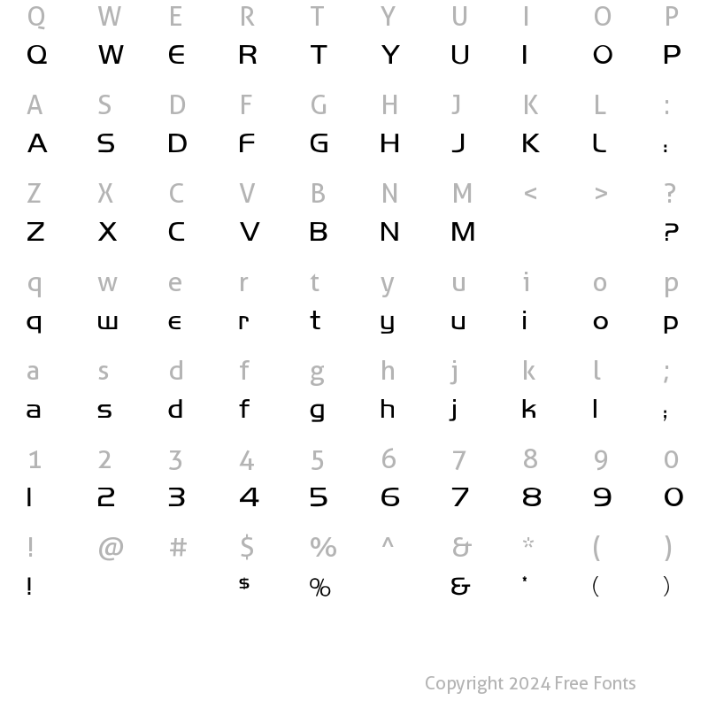 Character Map of Koshgarian-Light Regular