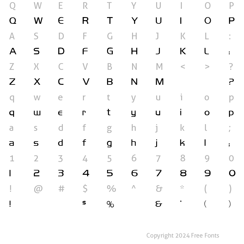 Character Map of Koshgarian Regular