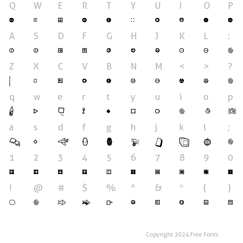 Character Map of Kosmik Glyphs Regular