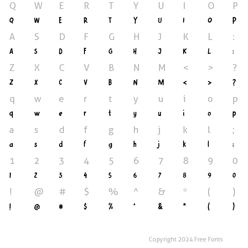 Character Map of KOSMIK Regular