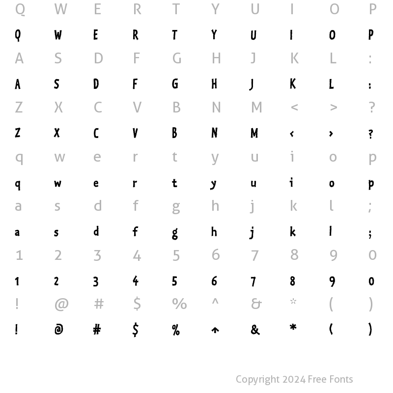 Character Map of Kosmik Two Bold