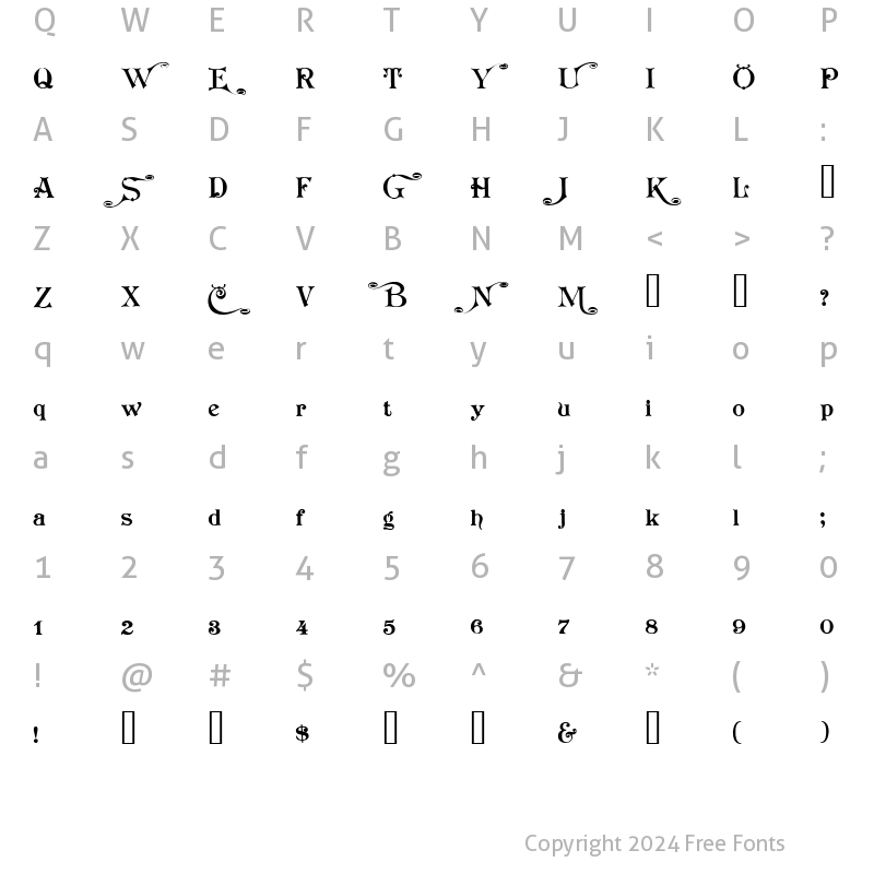 Character Map of KosterMixedBeta001 Regular