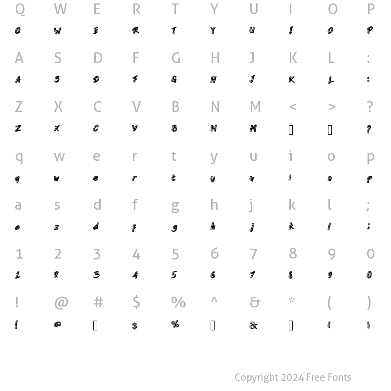 Character Map of Kotoba dua Dauble Tail