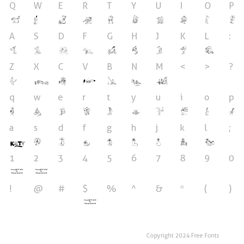 Character Map of Koty Regular