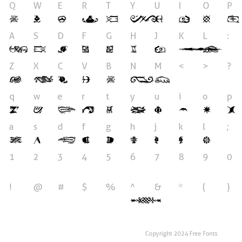 Character Map of Kozma Regular