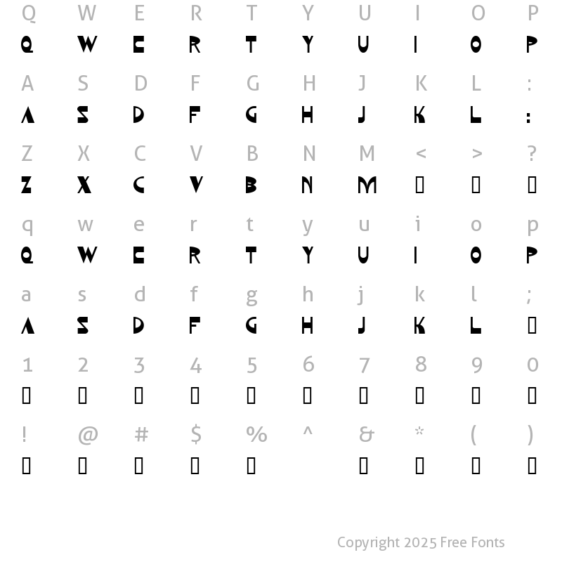 Character Map of Kozmonauta 2 Regular