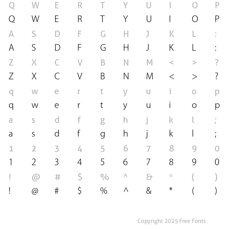 Character Map of Kozuka Gothic Pr6N L