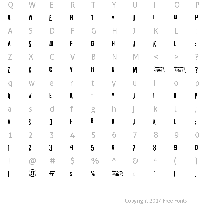 Character Map of K.P. Duty JL Regular