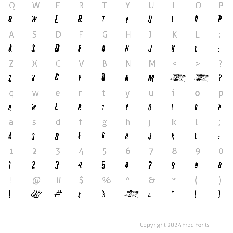 Character Map of K.P. Duty - Woozy JL Regular