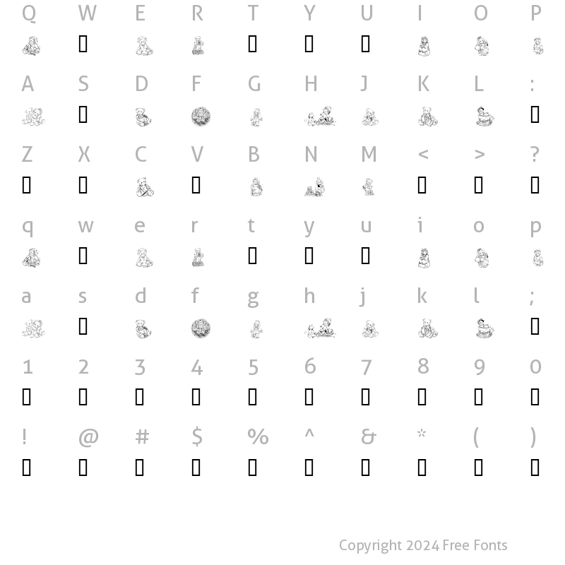 Character Map of KR Adorable Teddies Regular