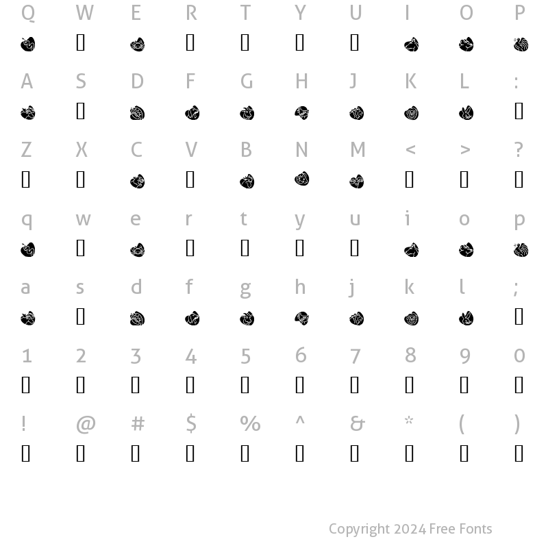 Character Map of KR Animal Dings Regular