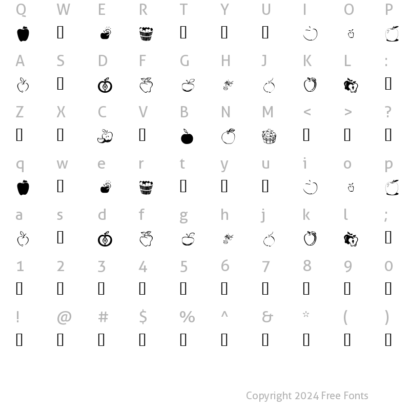 Character Map of KR Apple A Day Regular