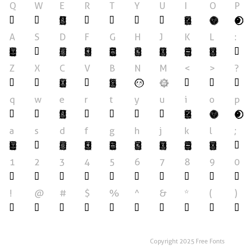 Character Map of KR Astro 3 Regular