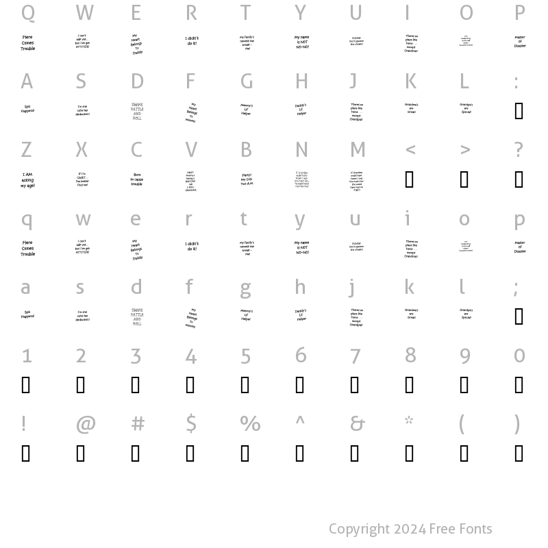 Character Map of KR Babiez Regular