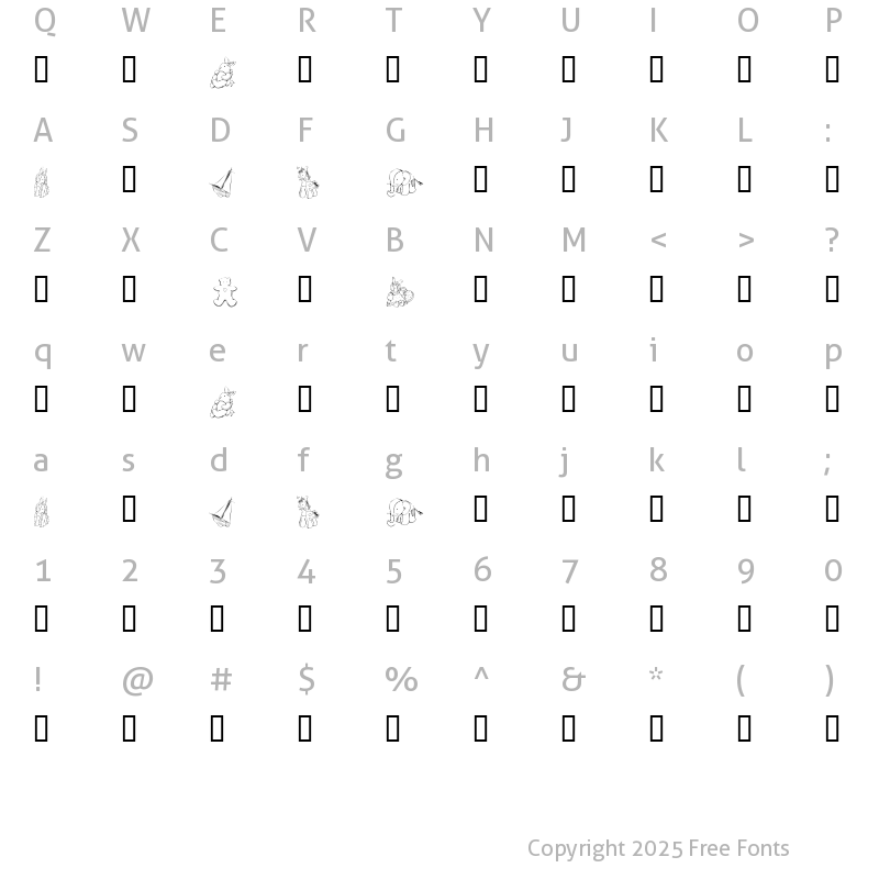 Character Map of KR Baby's Favorites Regular