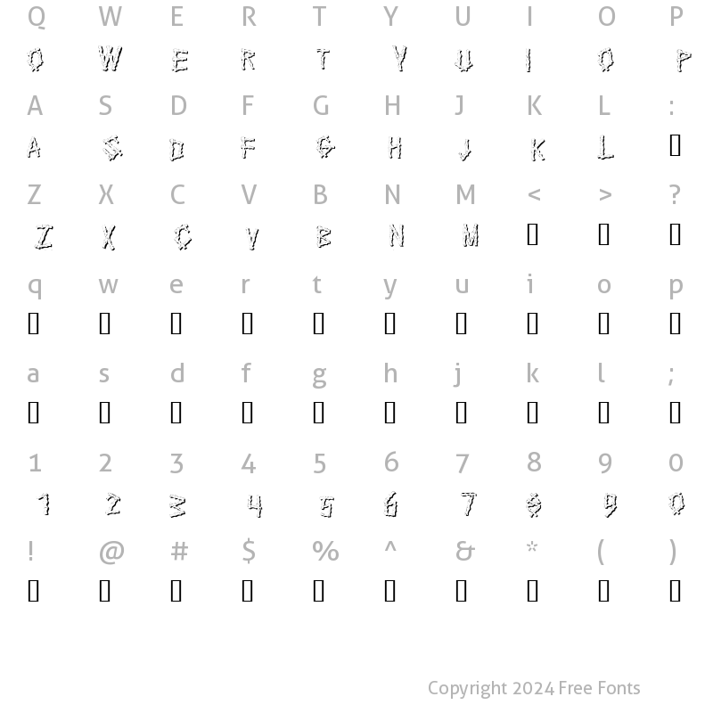 Character Map of KR Bamboo Regular