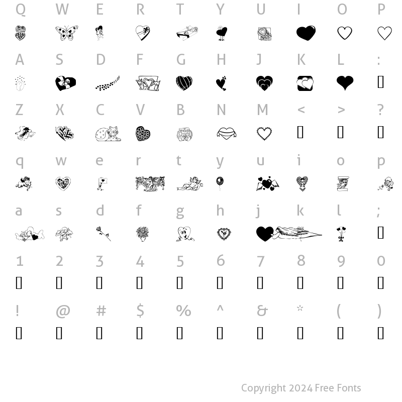 Character Map of KR Be Mine Again Regular