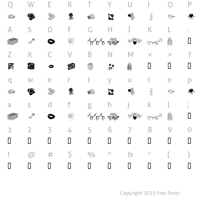 Character Map of KR Be Mine Forever Regular