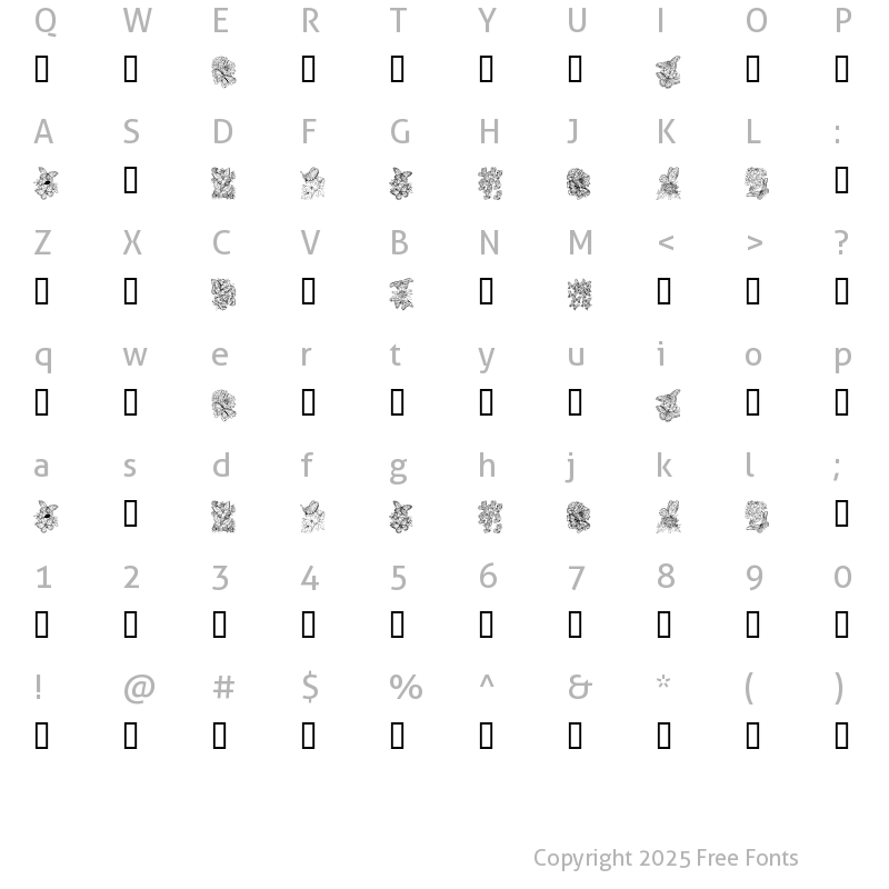 Character Map of KR Beautiful Butterfly Regular