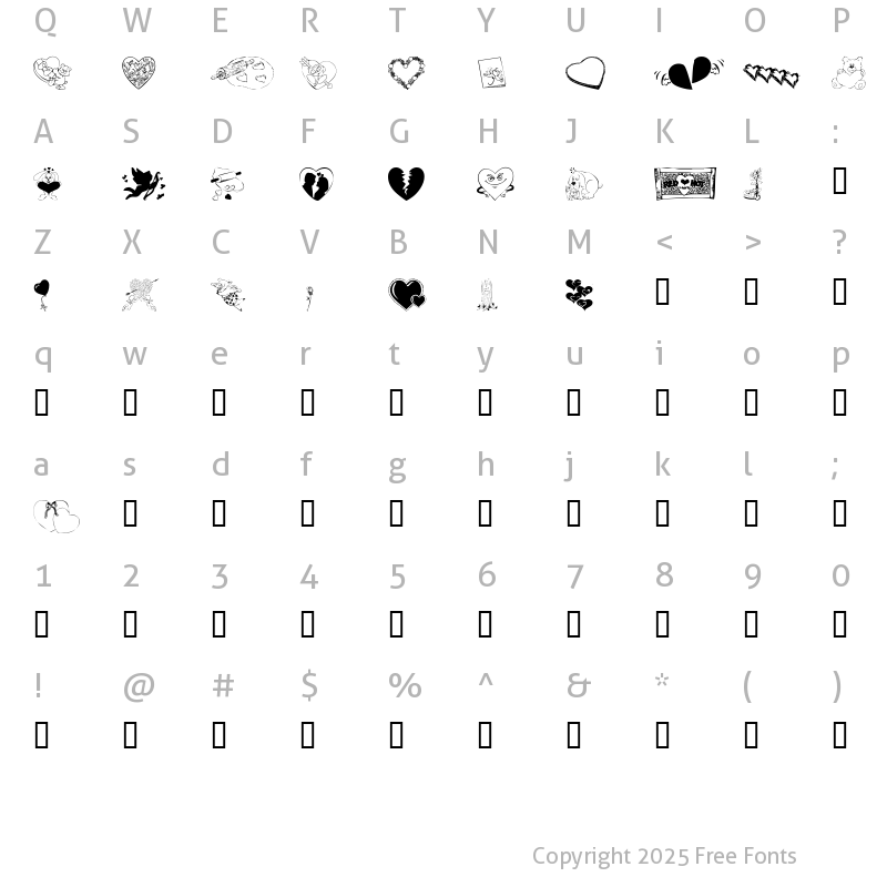 Character Map of KR Belated Valentine Regular