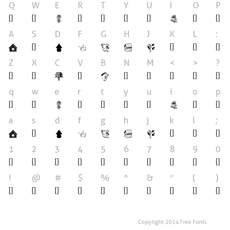 Character Map of KR Birdhouse Regular