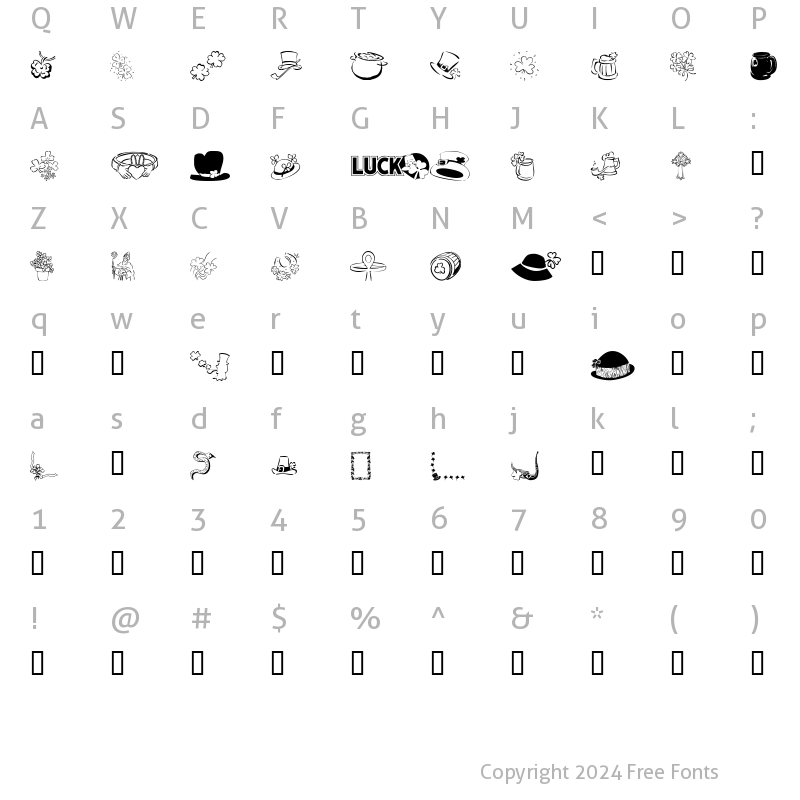 Character Map of KR Bits O'Shea Regular