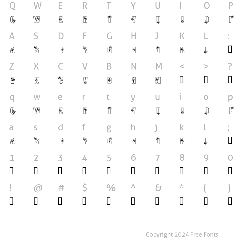 Character Map of KR Butterfly 3 Regular