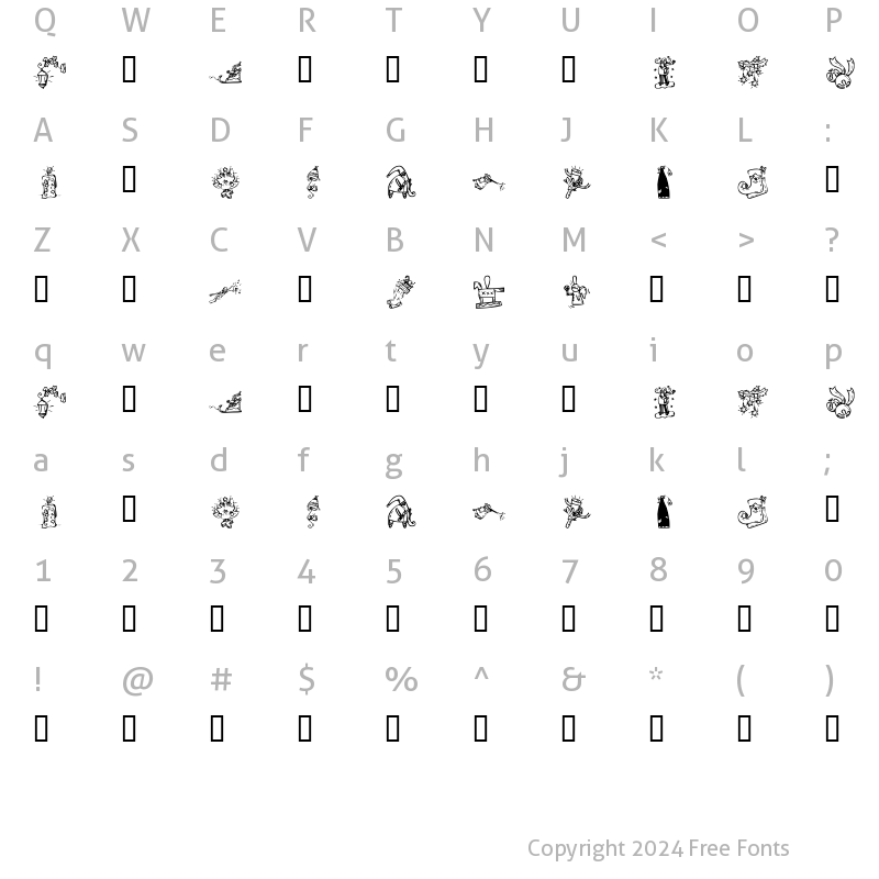 Character Map of KR Christmas 2002 Dings 2 Regular