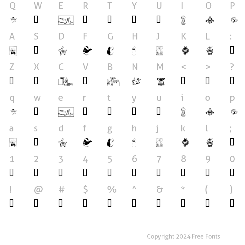 Character Map of KR Christmas 2002 Dings 5 Regular