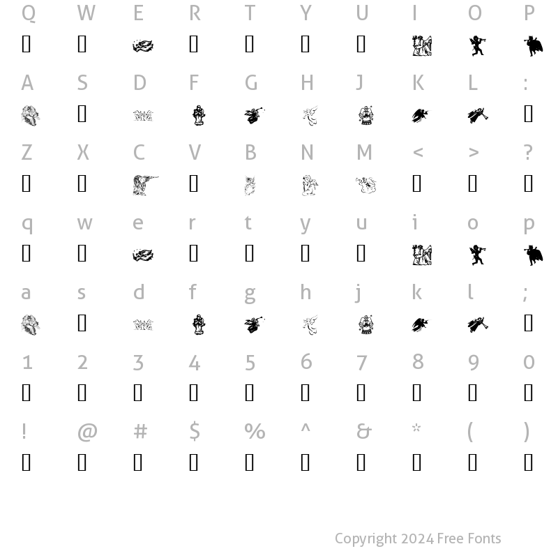 Character Map of KR Christmas Angels Regular