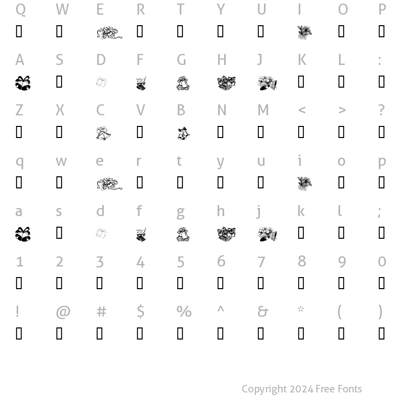 Character Map of KR Christmas Bells Regular