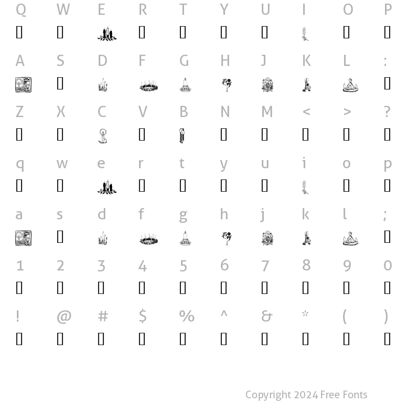 Character Map of KR Christmas Candles Regular