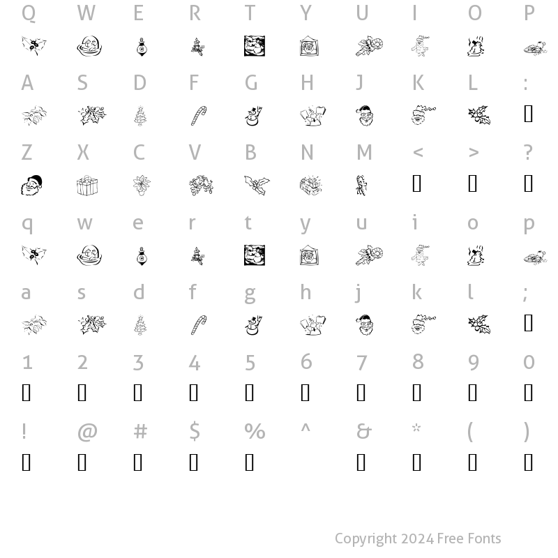 Character Map of KR Christmas Dings 2004 Five Regular