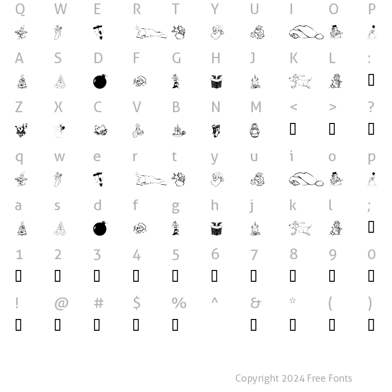 Character Map of KR Christmas Dings 2004 Regular