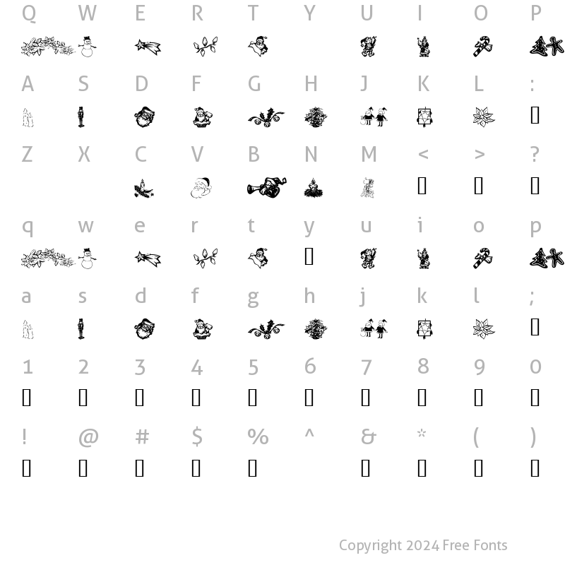 Character Map of KR Christmas Dings 2004 Six Regular