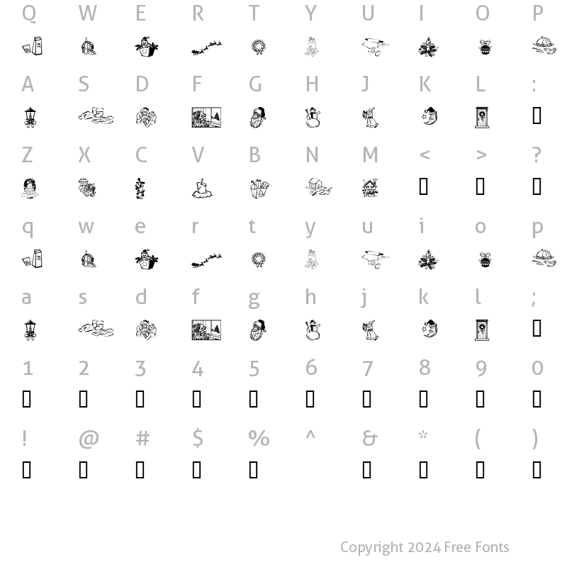 Character Map of KR Christmas Dings 2004 Three Regular