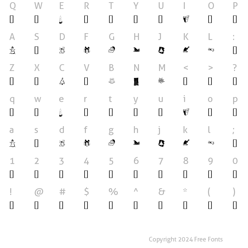 Character Map of KR Christmas Dings Three Regular