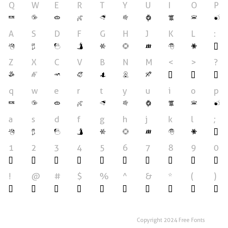 Character Map of KR Christmas Dings Two Regular