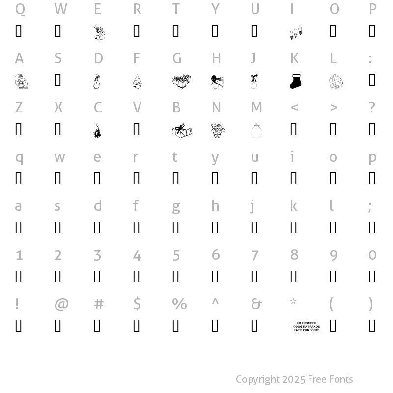 Character Map of KR Christmas Jewels 2005 2 Regular