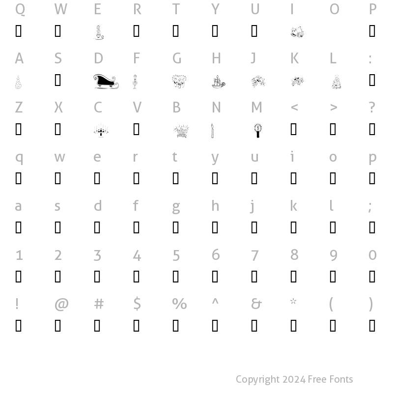 Character Map of KR Christmas Jewels 2005 4 Regular