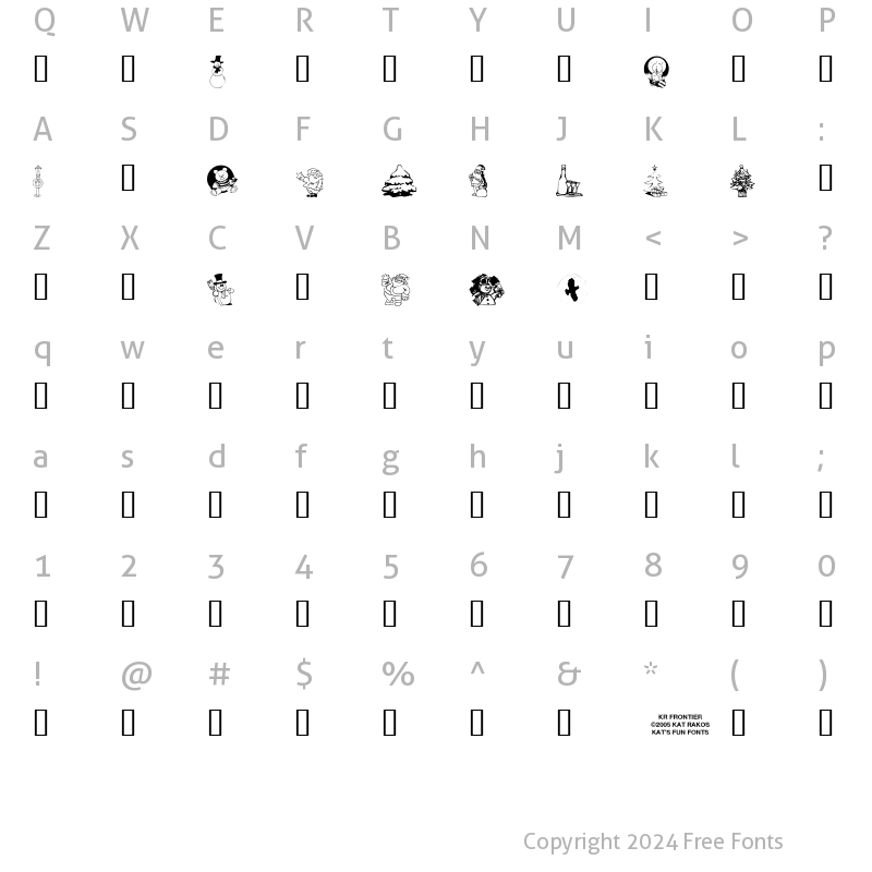 Character Map of KR Christmas Jewels 2005 Regular