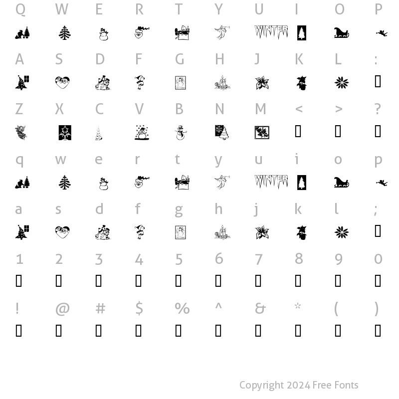 Character Map of KR Christmas Time Regular