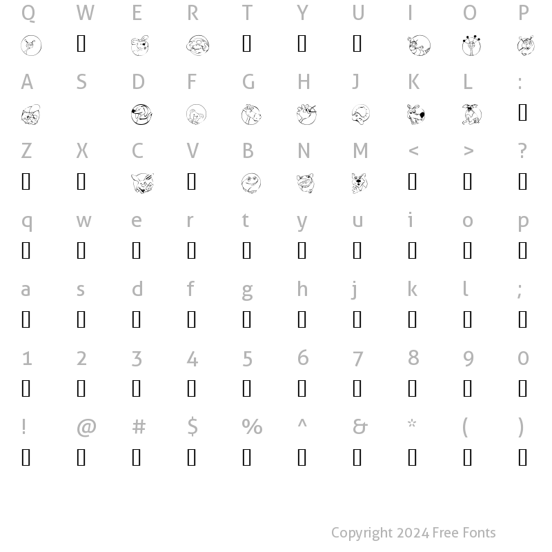 Character Map of KR Circle Scraps Regular