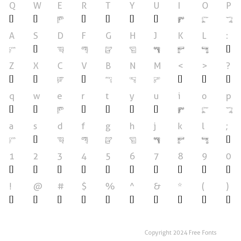 Character Map of KR Corners 2 Regular