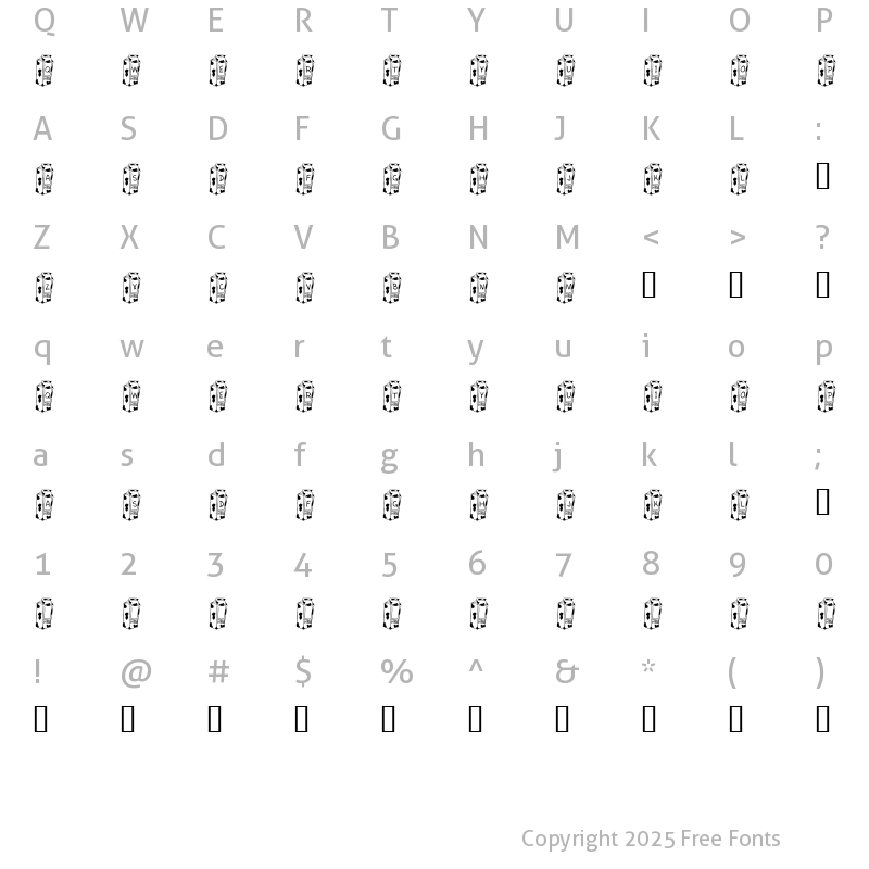 Character Map of KR Cow Juice Regular