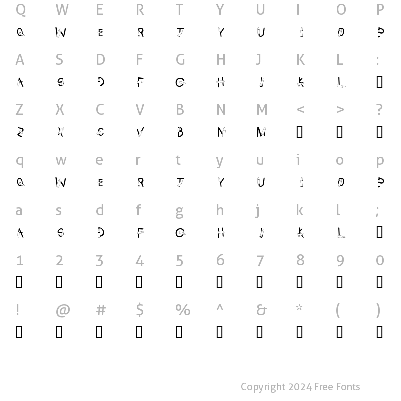 Character Map of KR Crayons Regular